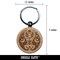 Mystical Bat Crescent Moon and Stars Engraved Wood Round Keychain Tag Charm